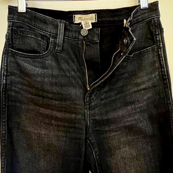 MADEWELL SIZE 25 HIGH RISE SLIM STRAIGHT LEG RICHGROVE BLACK WASH DENIM JEANS - Picture 8 of 12